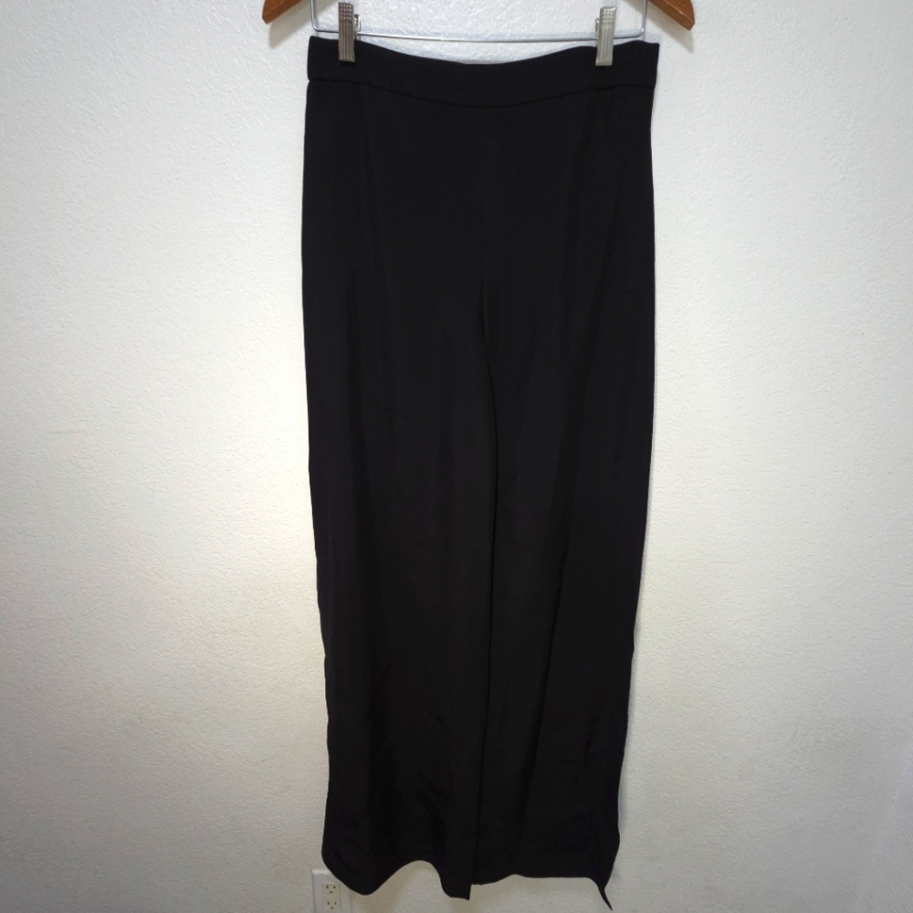 Rosetta Getty Black Pleat Wide Leg Dress Pants Pockets Open Legs Women’s Size 6